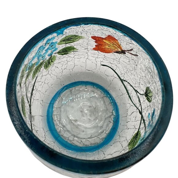 Yankee Candle Crackle Glass Votive Holder 3"x3" Butterflies Signify Freedom Hope - Picture 5 of 11